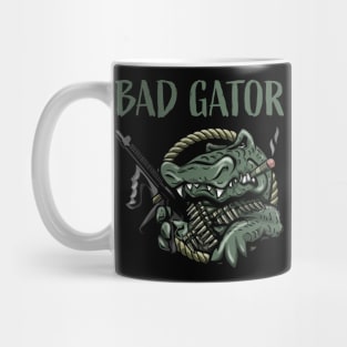 Funny Bad Gator with Rifle and Cigar Alligator Cartoon Mug
